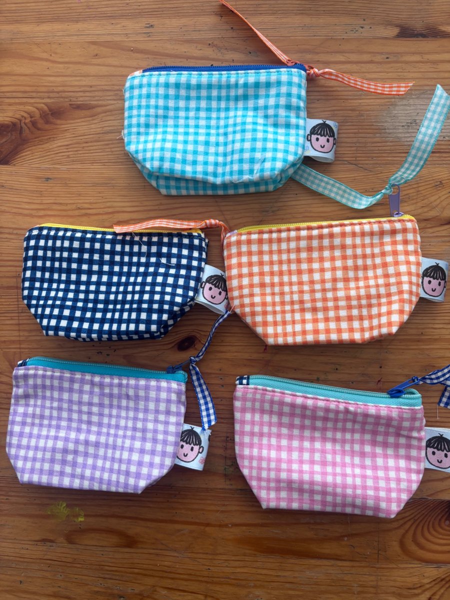 Summer seconds - Five Gingham Cotton pouches - super cute