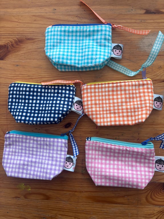 Summer seconds - Five Gingham Cotton pouches - super cute