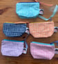 Summer seconds - Five Gingham Cotton pouches - super cute