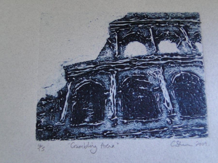 Crumbling Arena Limited Edition Collagraph Print of the Colloseum Rome