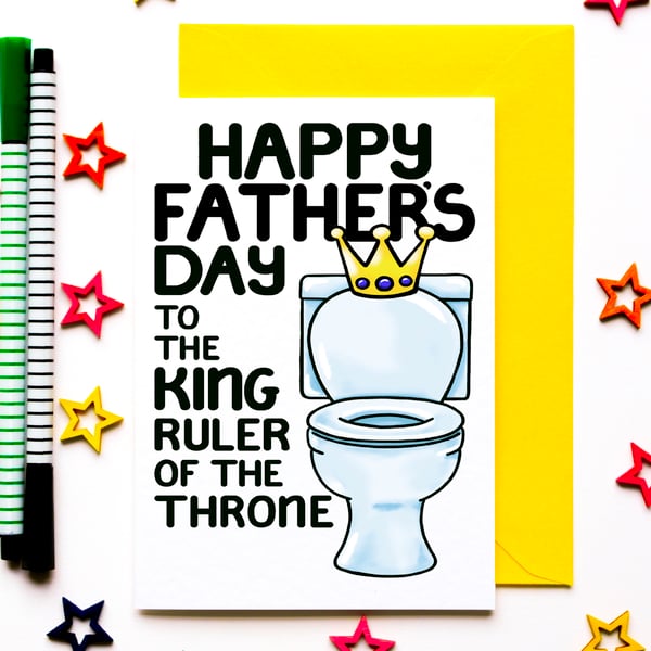Funny Fathers Day Card, Toilet Joke Father's Day Card For Dad, Grandad, Him