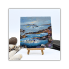 coastal landscape - original acrylic painting - with easel