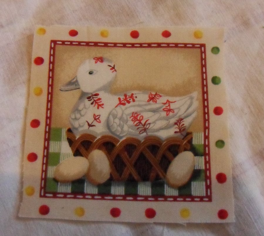 100% cotton fabric squares.Duck and eggs (104)