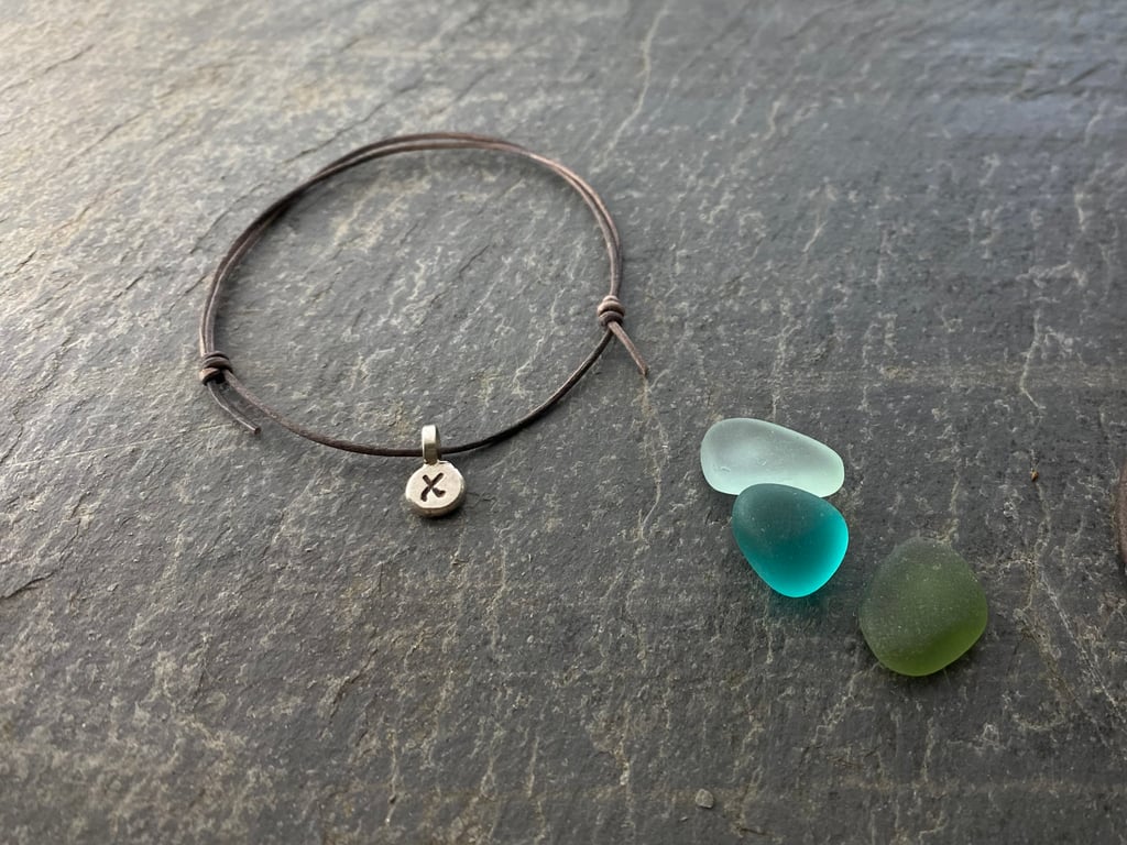 Leather bracelet, adjustable bracelet, silver charm, boho leather bracelet 