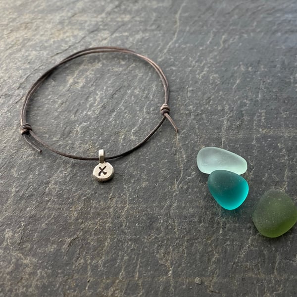 Leather bracelet, adjustable bracelet, silver charm, boho leather bracelet 
