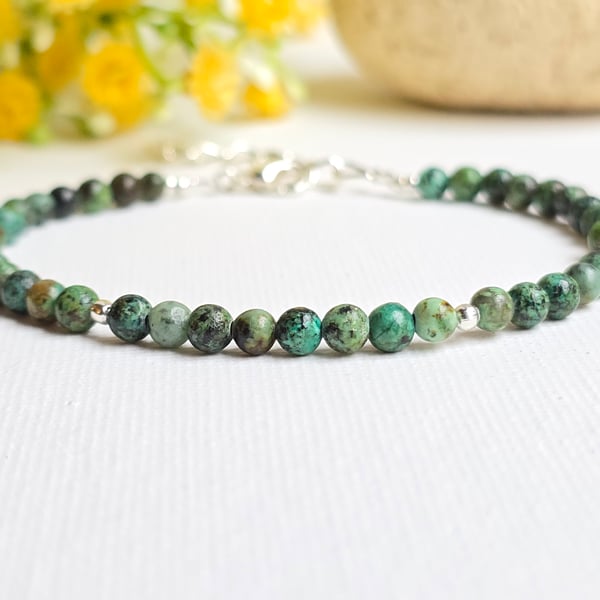 African Turquoise Gemstone Bracelet 4mm
