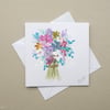 hand painted original art blank floral greetings card ( ref FA22 C7 )