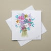 hand painted original art blank floral greetings card ( ref FA22 C7 )