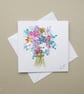hand painted original art blank floral greetings card ( ref FA22 C7 )