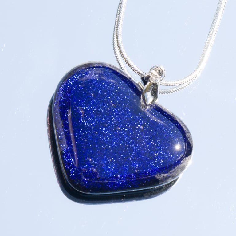 Blue Heart-shaped Glass Pendant - 1257