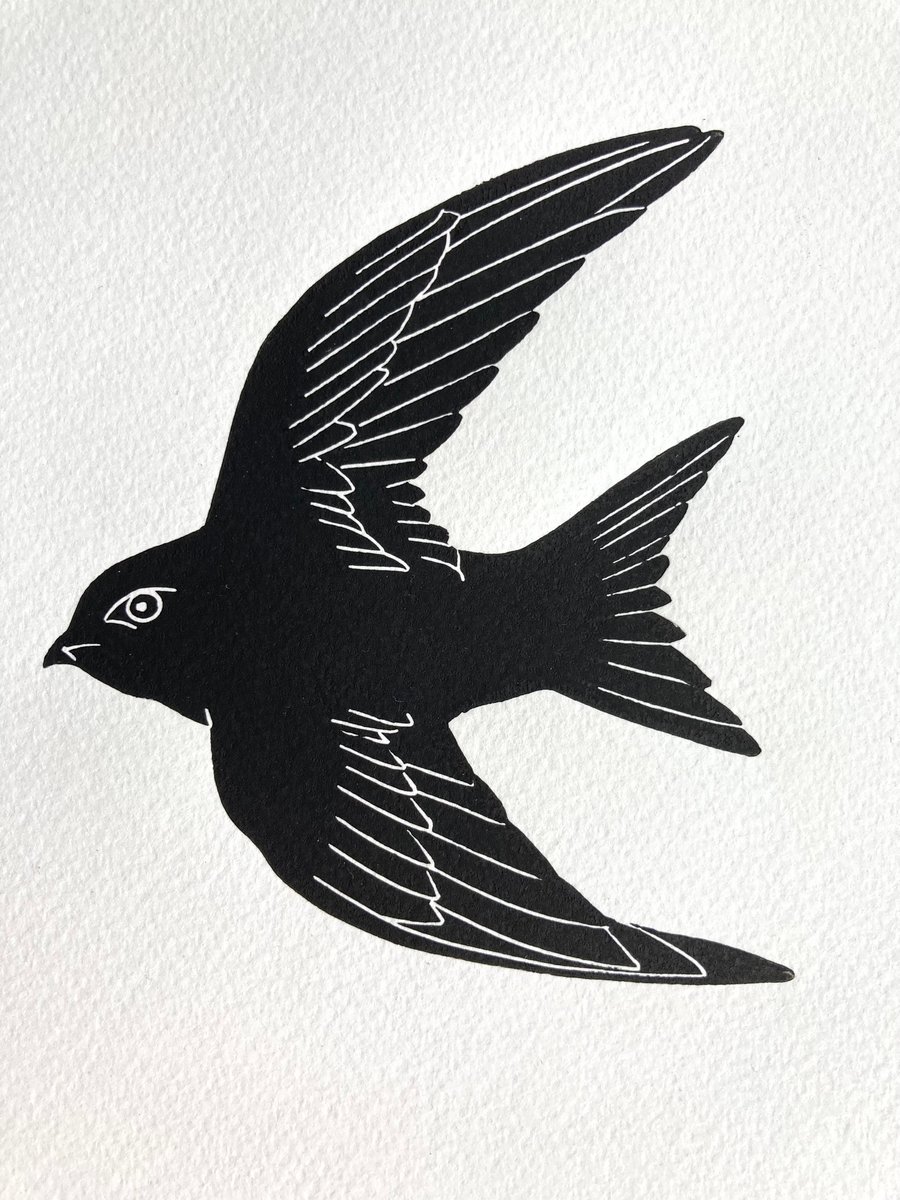Swift Black: Lino Print (FREE UK POSTAGE)