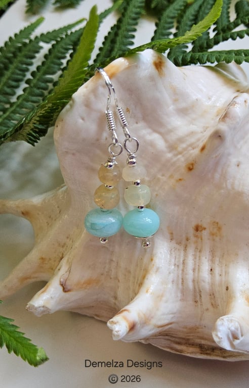 Blue Opal & Ethiopian Wello Opal Sterling Silver Earrings