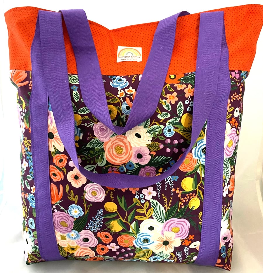 Modern Floral Large Tote Bag