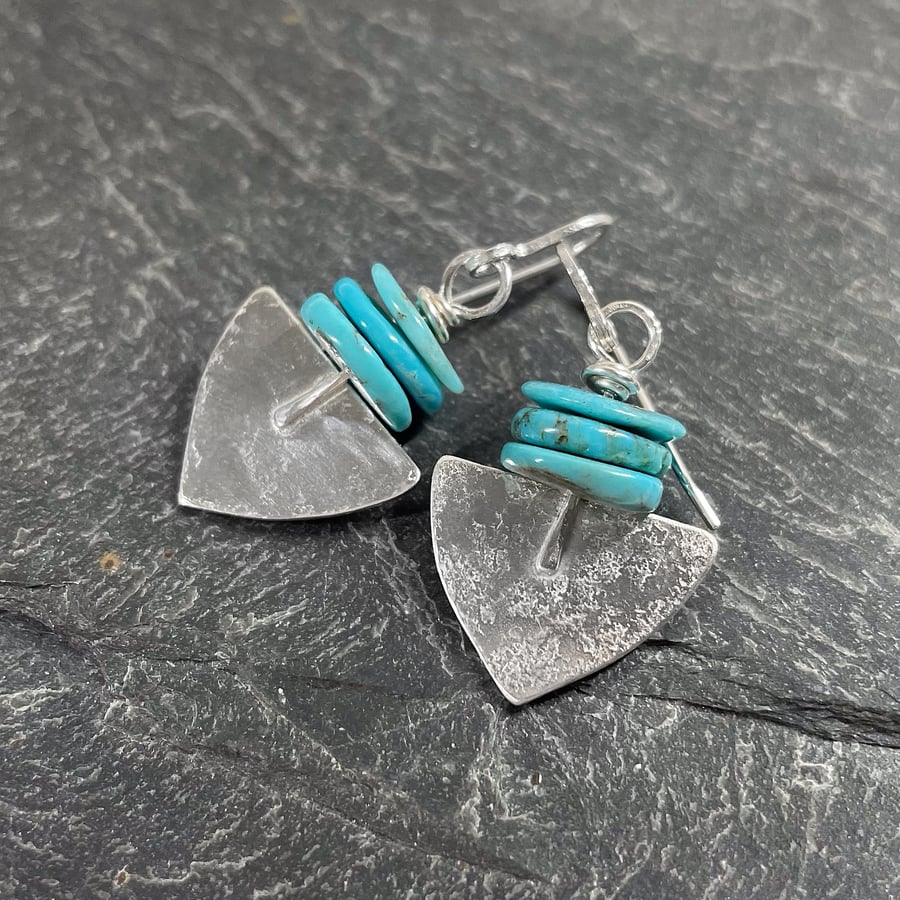 Sterling silver and turquoise Shovel earrings