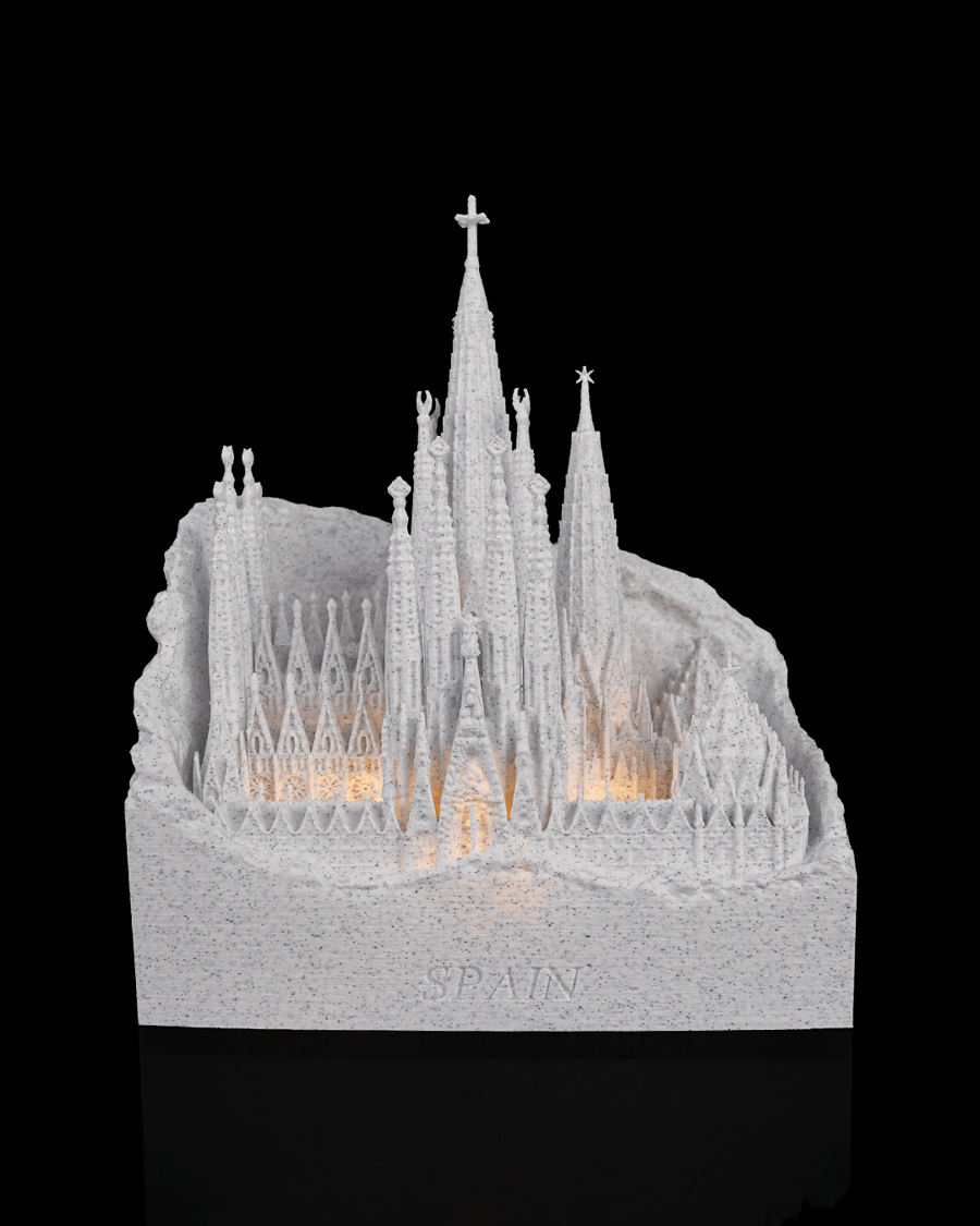 Barcelona Basilica USB Lamp – 20cm 3D Printed Spain Souvenir Night Light,Marble