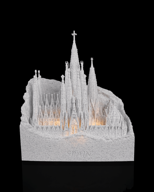 Barcelona Basilica USB Lamp – 20cm 3D Printed Spain Souvenir Night Light,Marble