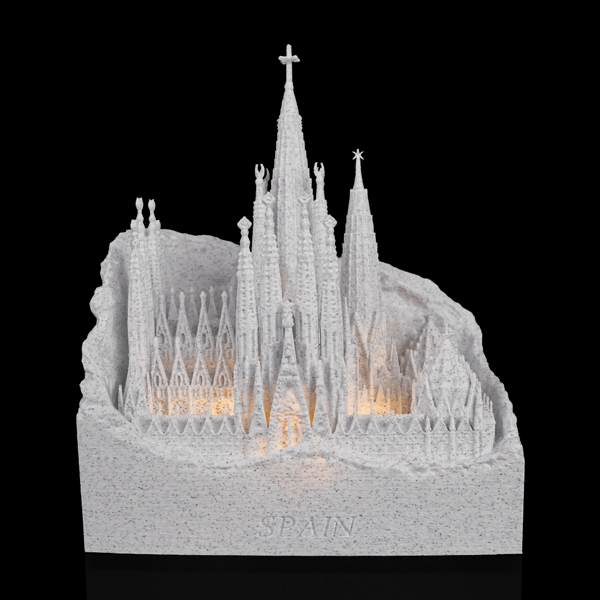 Barcelona Basilica USB Lamp – 20cm 3D Printed Spain Souvenir Night Light,Marble