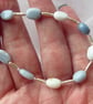 Blue Opal & Sterling Silver Beaded Bracelet - 8" long - Image 4
