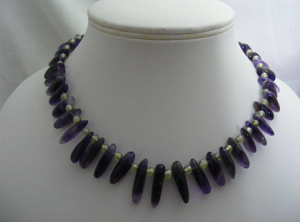 Amethyst and Peridot Gemstone Necklace