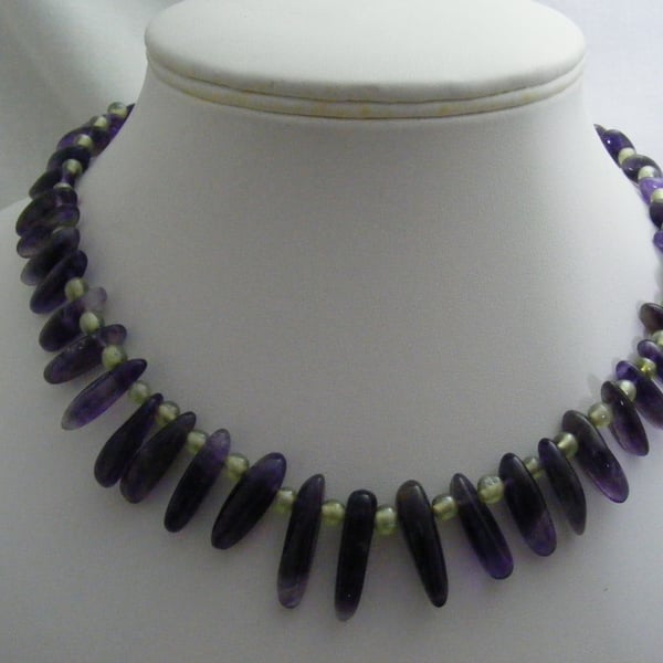 Amethyst and Peridot Gemstone Necklace