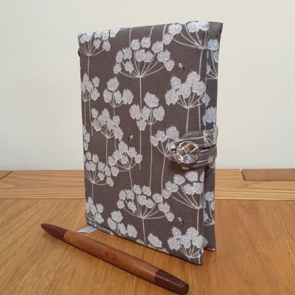 Fabric Covered Notebook - Cow Parsley and Bees