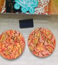 Set of two handpainted wooden coasters, metallic Autumn leaves.    - Image 10