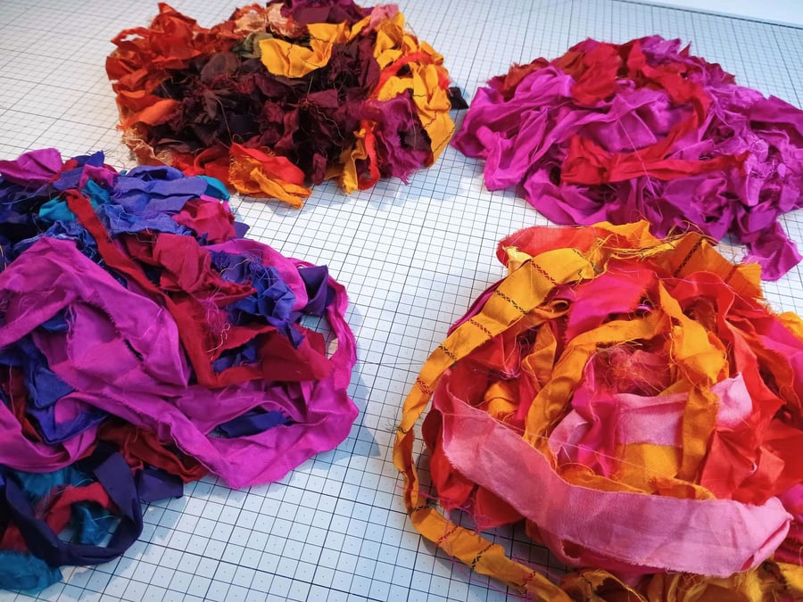 Silk Sari Ribbon bundles - Spring, Summer Autumn or Winter themes