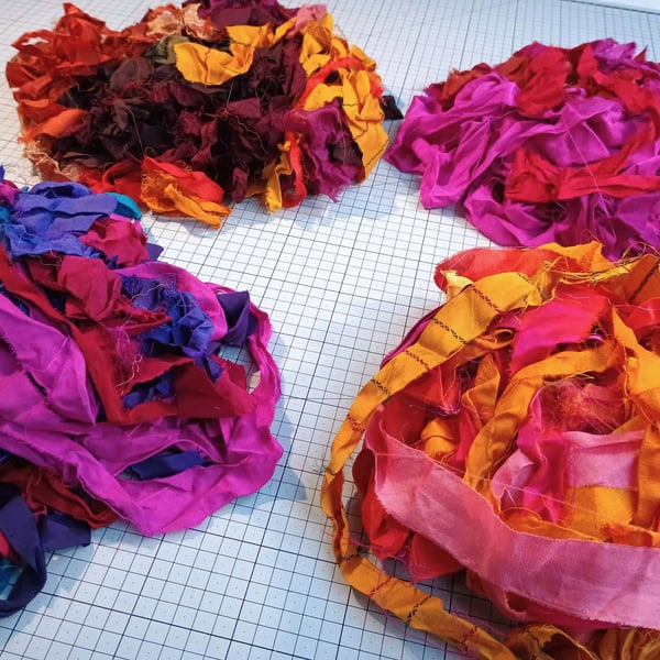 Silk Sari Ribbon bundles - Spring, Summer Autumn or Winter themes