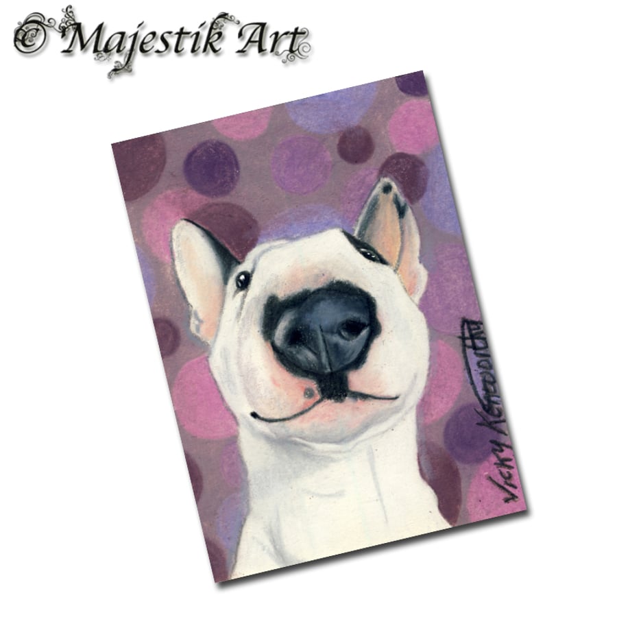 Archival ACEO English Bull Terrier 'Dotty' By V Kenworthy