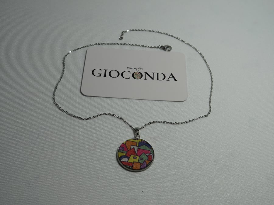 Hand Crafted Pretty Pendant - Made Using Liberty Print Fabric 