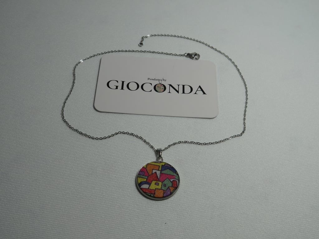 Hand Crafted Pretty Pendant - Made Using Liberty Print Fabric 