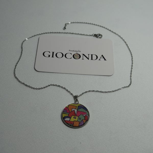 Hand Crafted Pretty Pendant - Made Using Liberty Print Fabric 