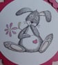 Happy Birthday Card - Rabbit with Pink Flower - Image 2
