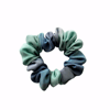 Small ombre muted green and grey painted silk hairtie, scrunchie.
