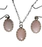 Sterling Silver Rose Quartz Crystal Gemstone Necklace & Earrings Gift Set - Image 3