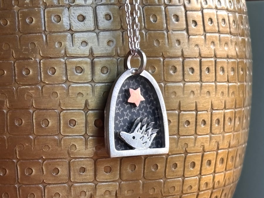 Tiny hedgehog necklace