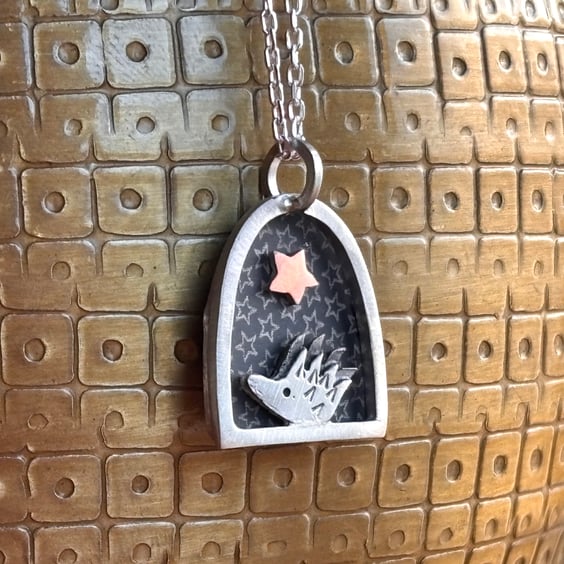 Tiny hedgehog necklace