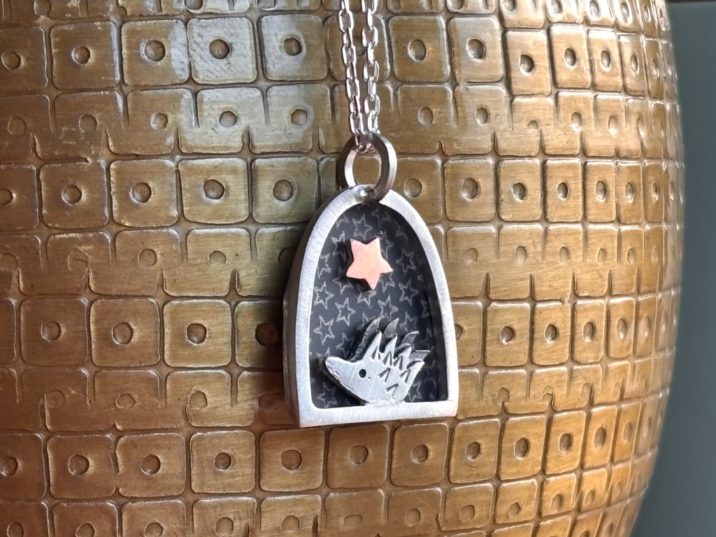 Tiny hedgehog necklace
