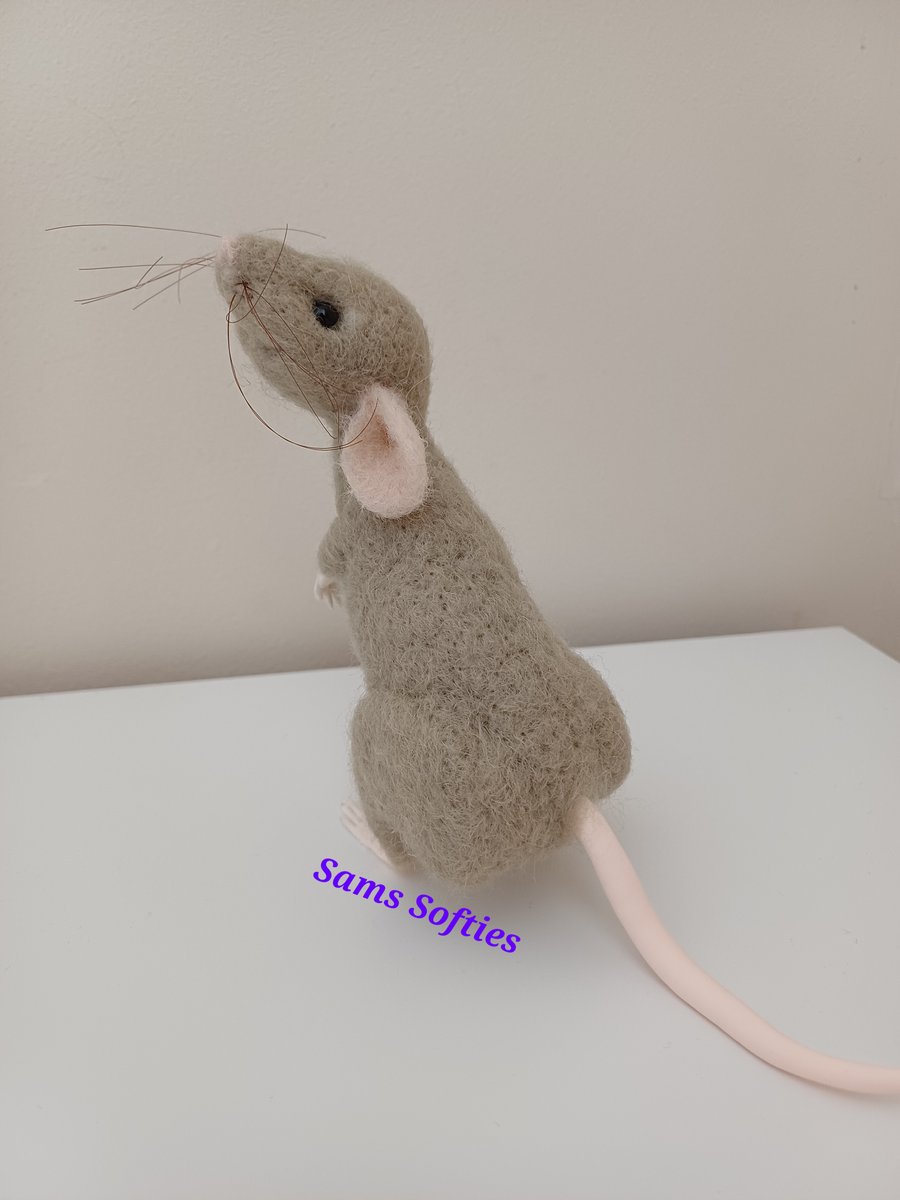 Needle Felted Rat with Cheese