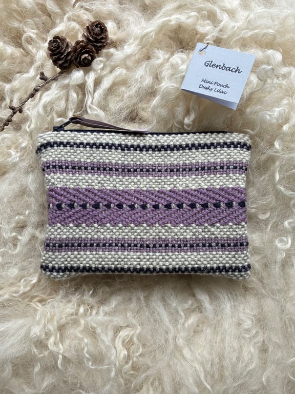 Wool Mini Pouch - Dusky Lilac: Handwoven in Wales