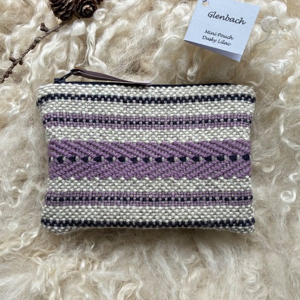Wool Mini Pouch - Dusky Lilac: Handwoven in Wales