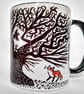 Mug with ancient oak and fox cubs design