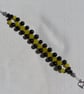 Black Onyx & Yellow Agate Gemstone Woven Beaded Chakra Bracelet "Yeira" - Image 4