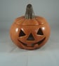 Orange Ceramic Halloween Pumpkin Tea Light Candle Holder Ornament Decoration.