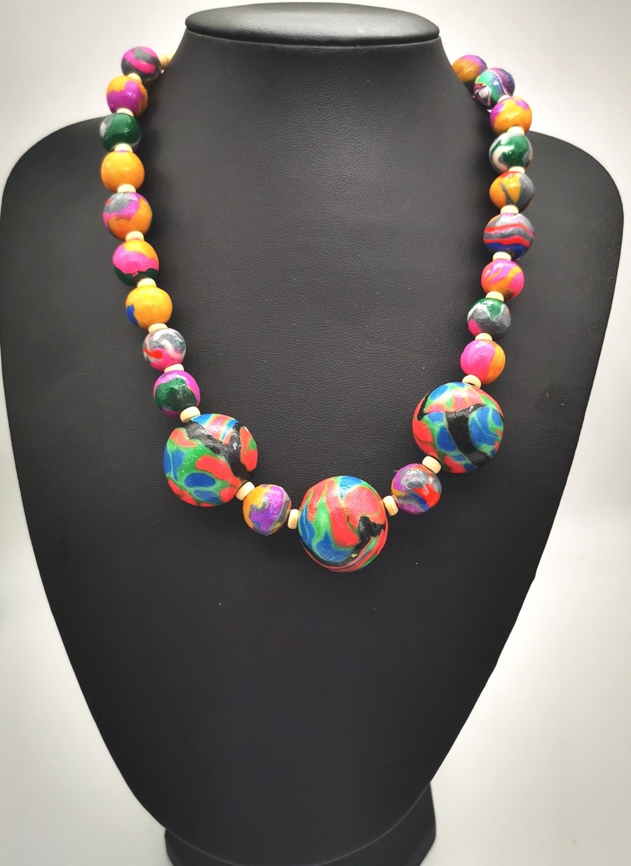 Colourful, handmade Boho necklace. Handmade  beads. Singular item