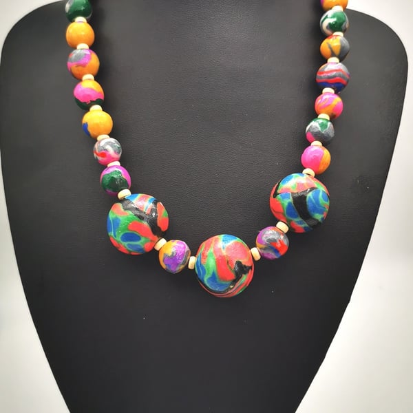 Colourful, handmade Boho necklace. Handmade  beads. Singular item