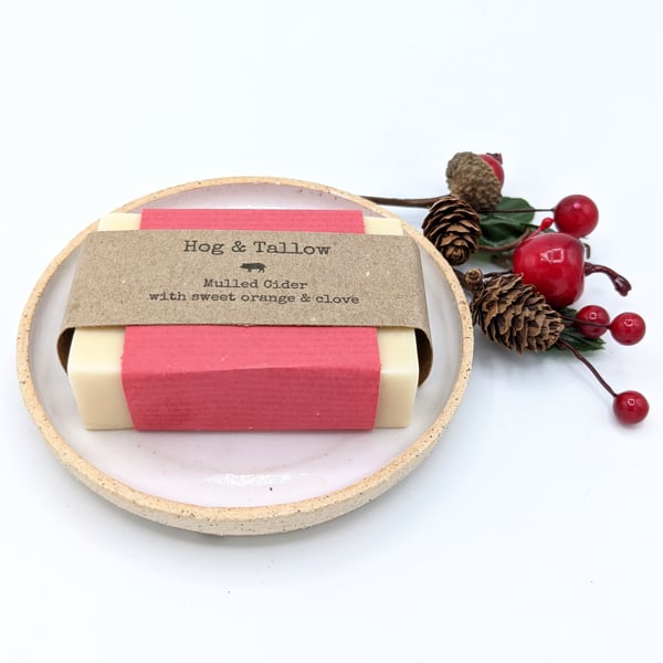 Ceramic Soap Dish & Handmade Christmas Soap