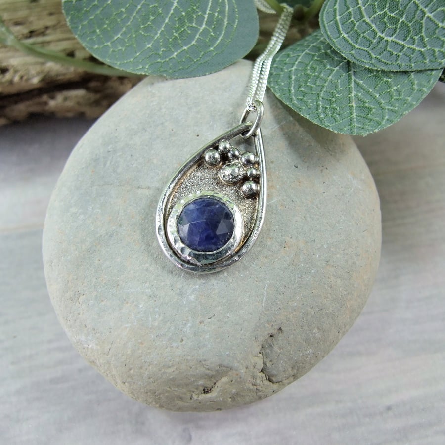 Sodalite Necklace. Recyced Sterling Silver. Slight Second