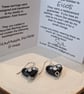 Handmade Murano Glass Black Hearts with paw prints Earrings - Image 4
