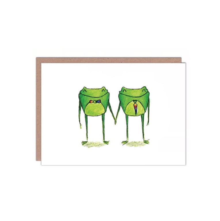Love Wins Frog Valentines Anniversary Engagement Wedding Gay LGBTQ Queer Card 